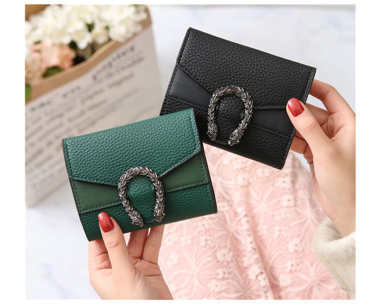 Petit portefeuille chic vert et noir