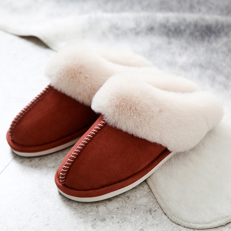Chaussons bordeaux fourrés femme