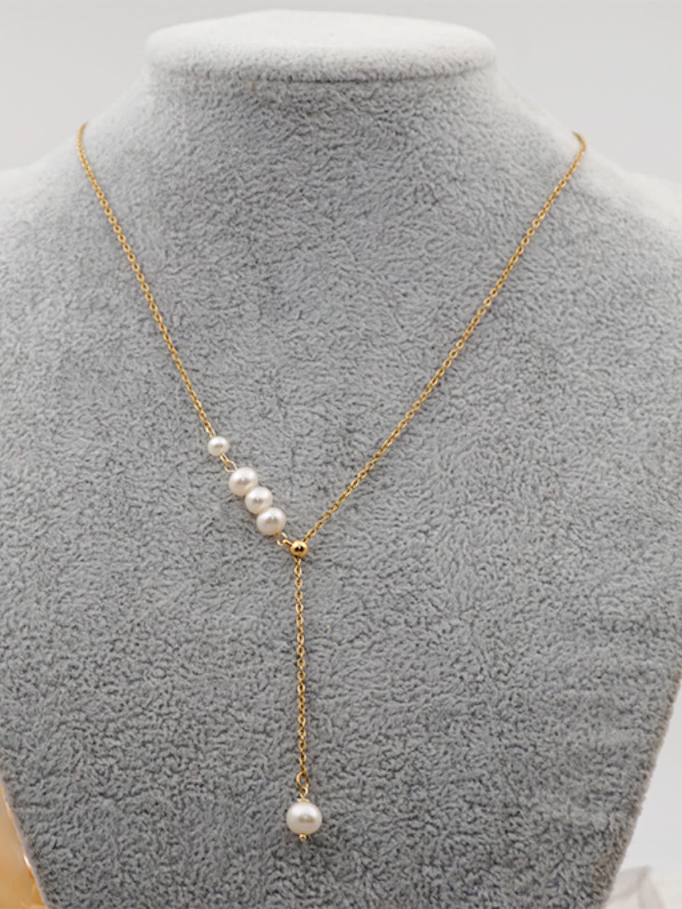 Collier pendant avec perles pour femme or