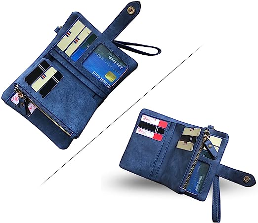 Petit portefeuille femme bleu détails
