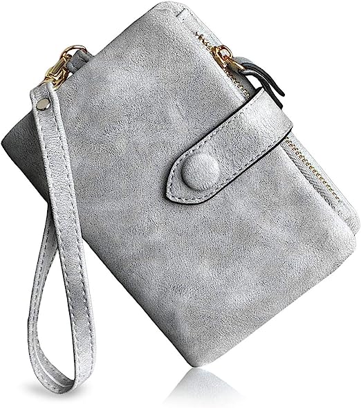 Petit portefeuille gris femme