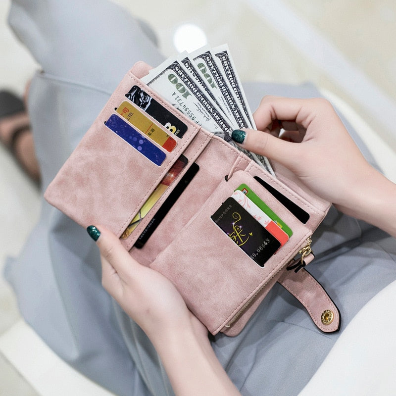 Petit portefeuille femme rose intérieur