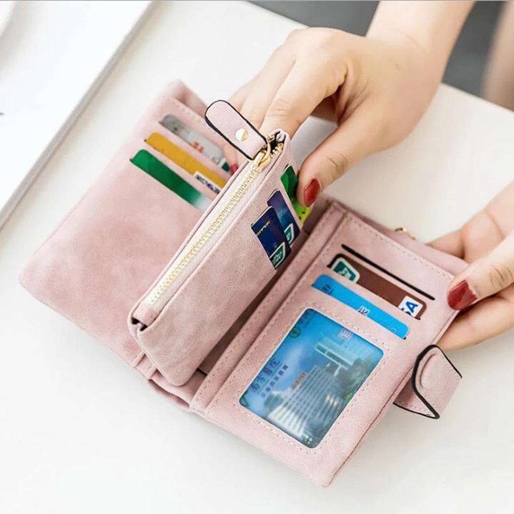 Petit portefeuille femme rose détails