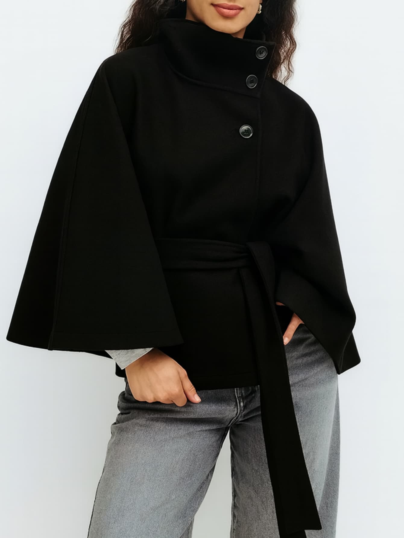 Cape noire femme manteau