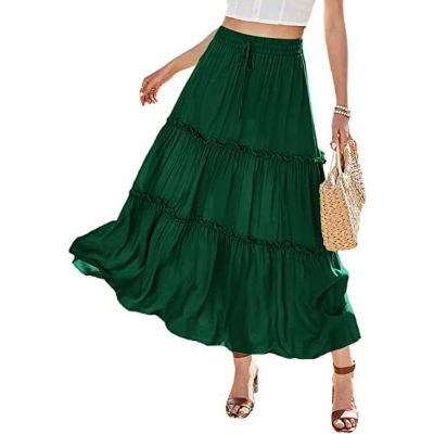 Jupe hippie unie verte foncé