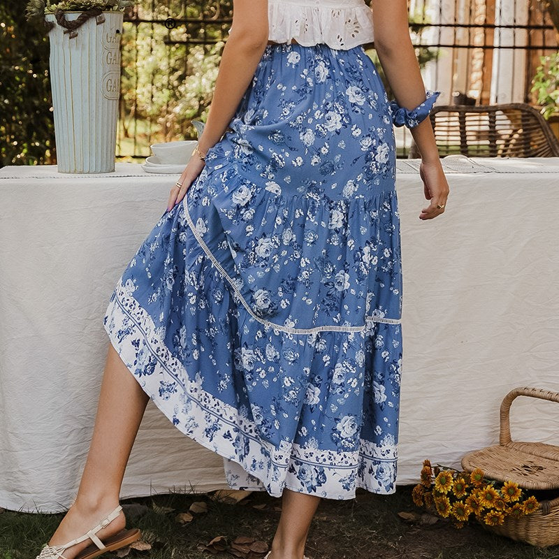 Jupe hippie bleu longue