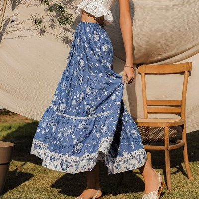Jupe hippie bleu tendance