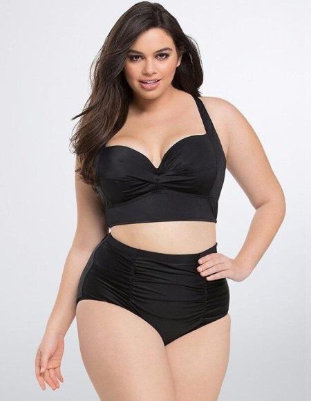 Bikini noir 2 pièces Taille Haute grande taille