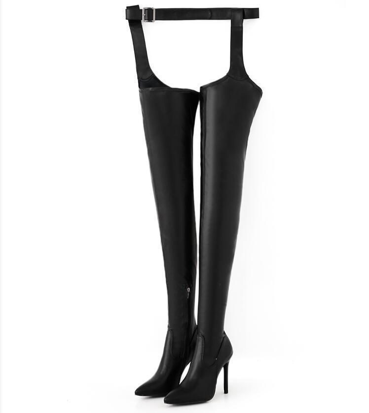 Bottes de mode pour femme à talon haut avec fermeture éclair latérale- - Belishop