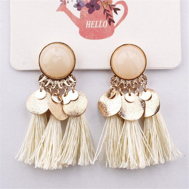 boucles d'oreilles boheme beige