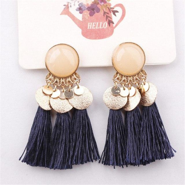 boucles d'oreilles boheme bleues