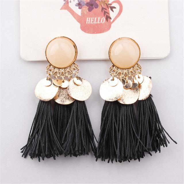 boucles d'oreilles boheme noires