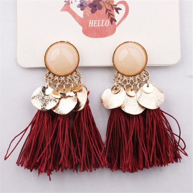 boucles d'oreilles boheme rouge