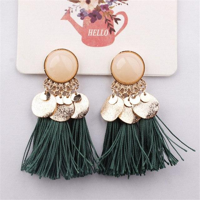 boucles d'oreilles boheme vert
