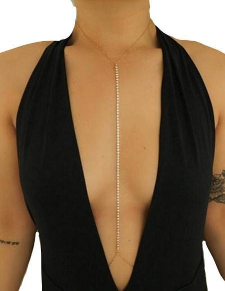 Chaîne de corps, bijou décolleté strass