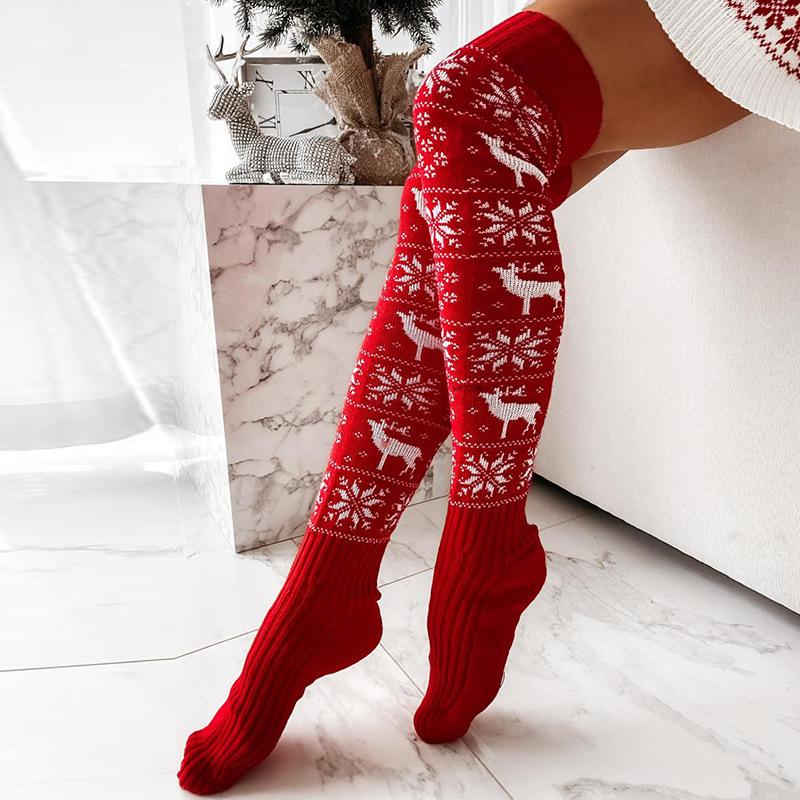 Chaussettes hautes de Noel-Rouge-Taille unique- - Belishop