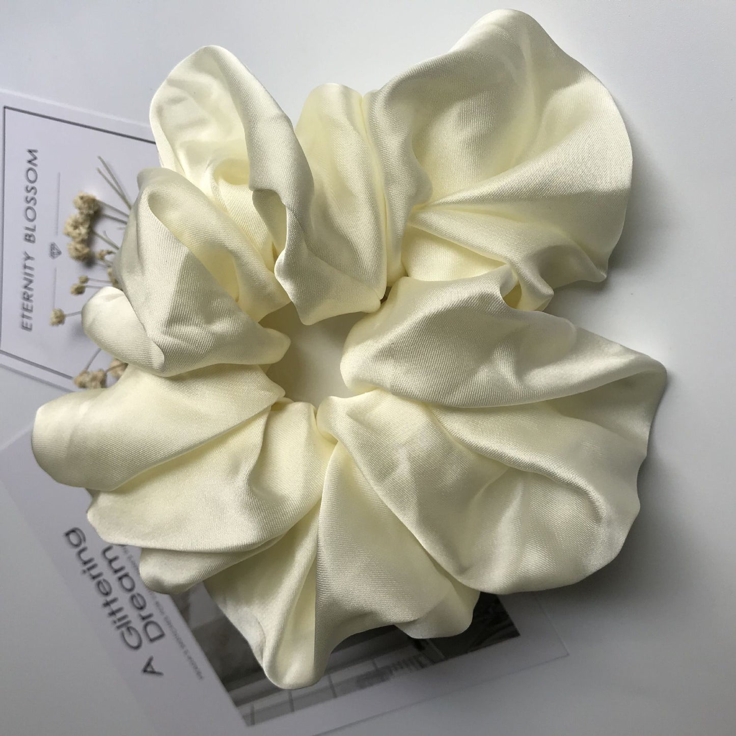 Chouchou XXL en soie-Blanc- - Belishop