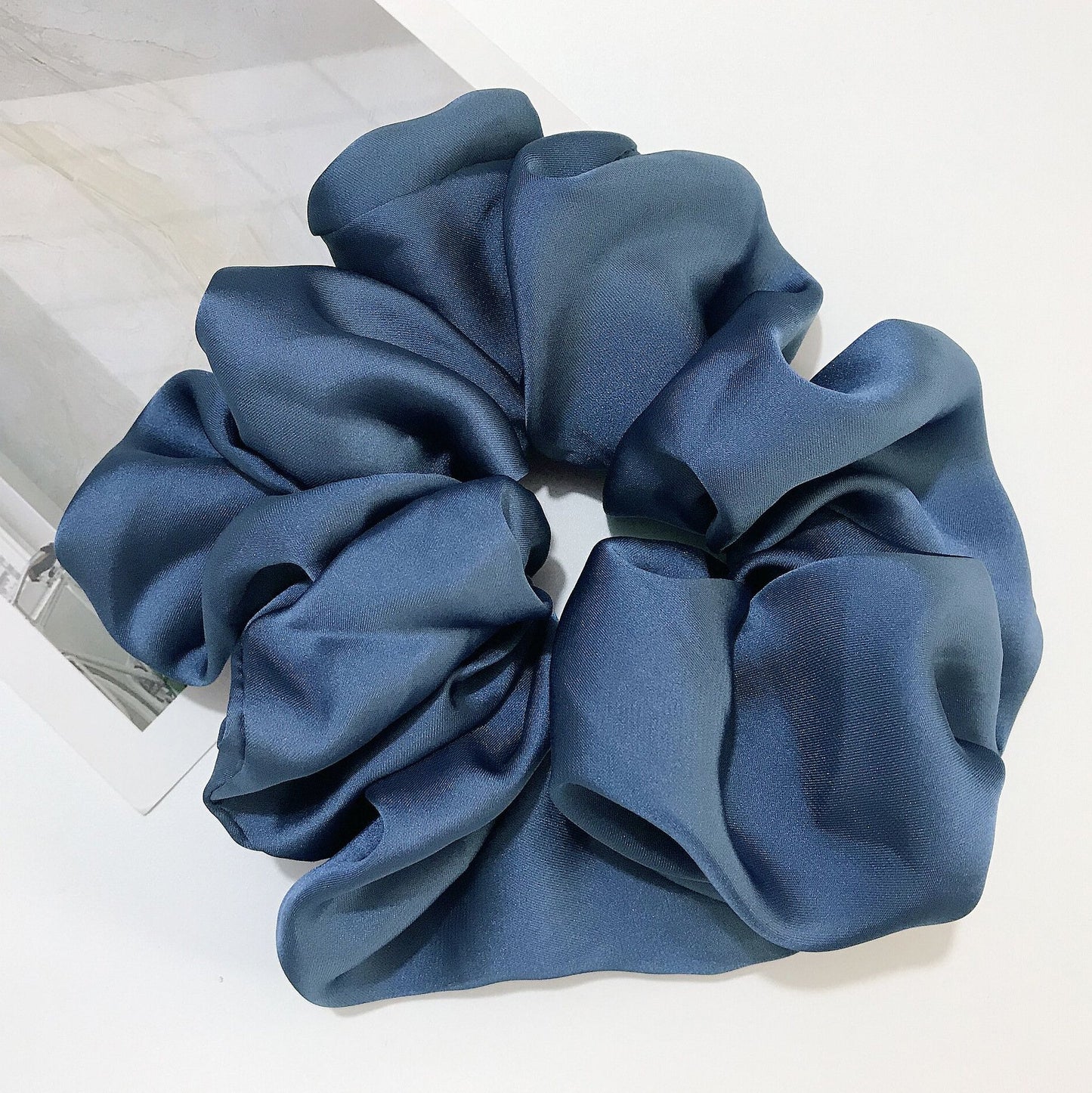 Chouchou XXL en soie-Bleu marine- - Belishop
