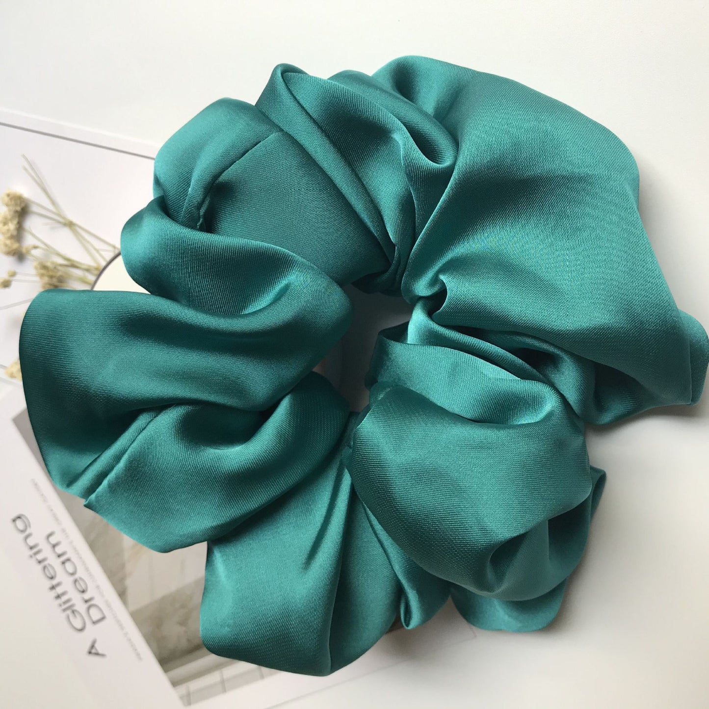 Chouchou XXL en soie-Bleu/Vert- - Belishop