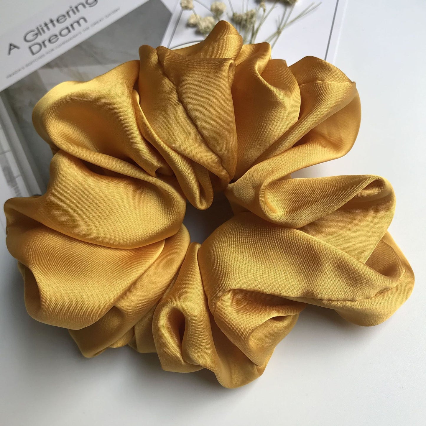 Chouchou XXL en soie-Jaune- - Belishop