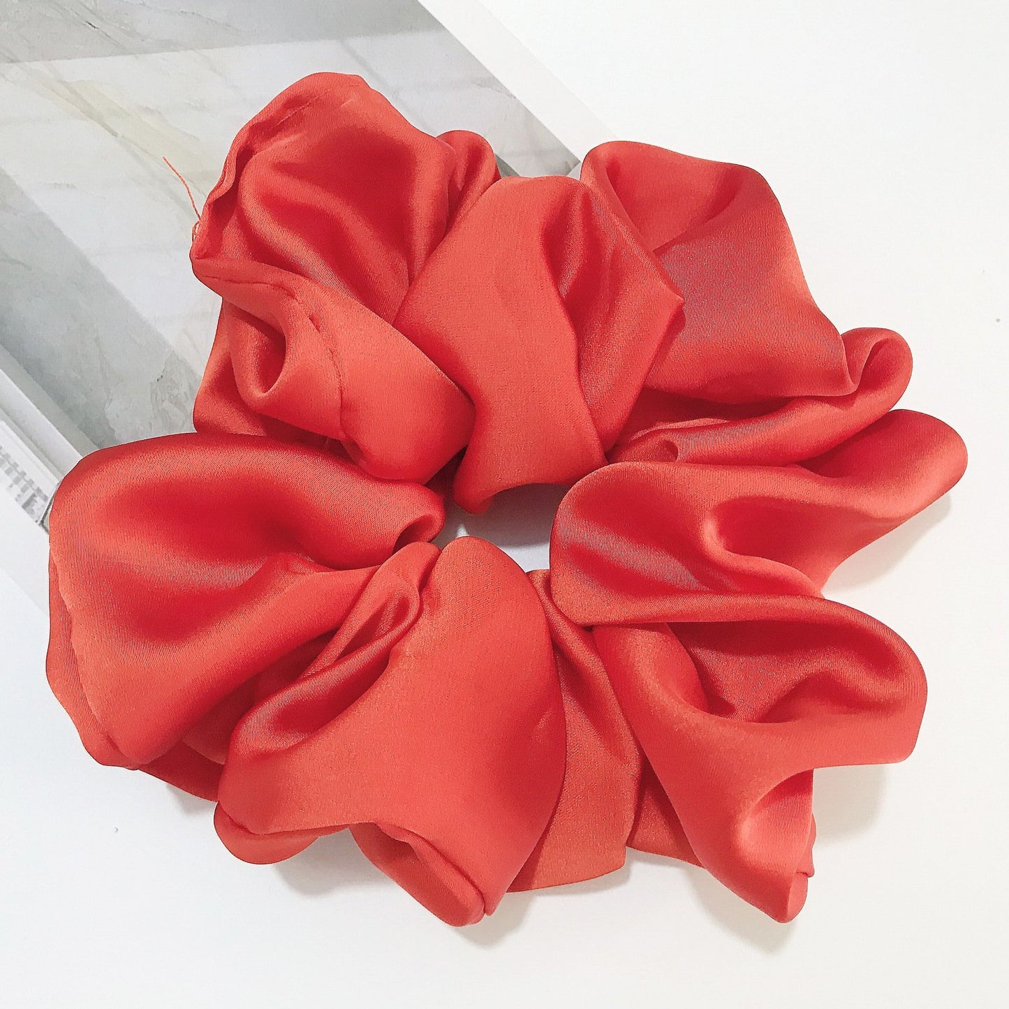 Chouchou XXL en soie-Rouge- - Belishop