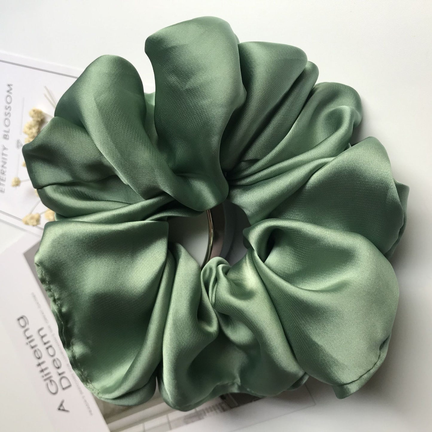 Chouchou XXL en soie-Vert- - Belishop