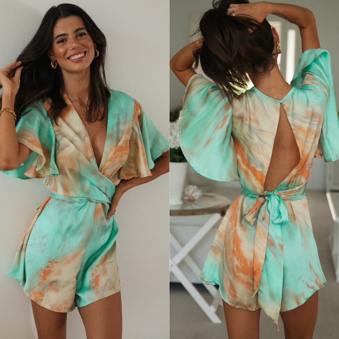 Combi-short Tie Dye-Vert-S- - Belishop