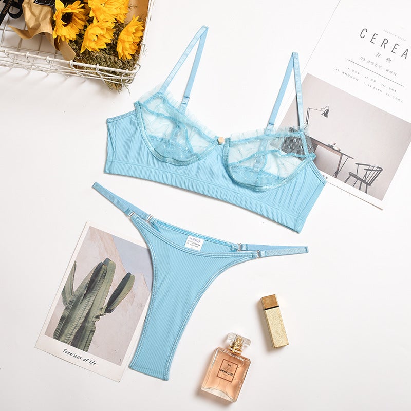 Ensemble de lingerie Emma-Bleu ciel-L- - Belishop
