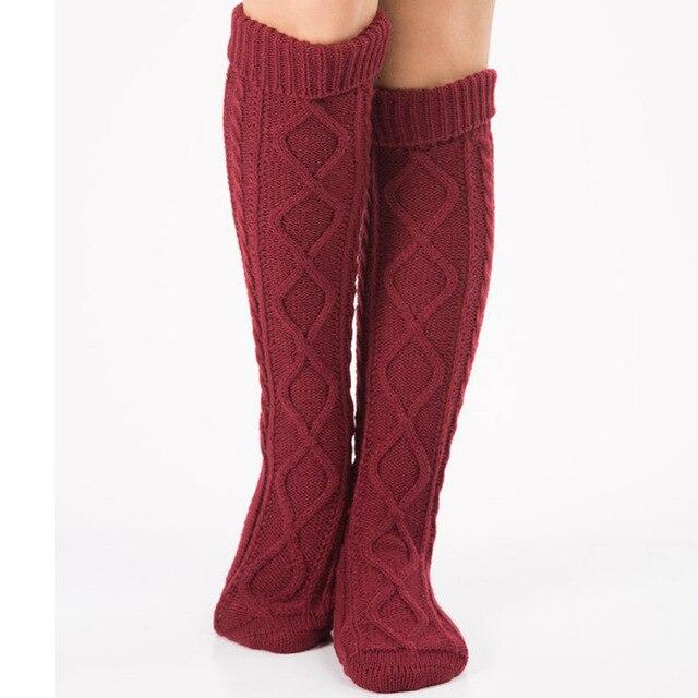 Grandes chaussettes style tricot-Rouge- - Belishop