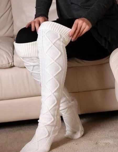 Grandes chaussettes style tricot- - Belishop