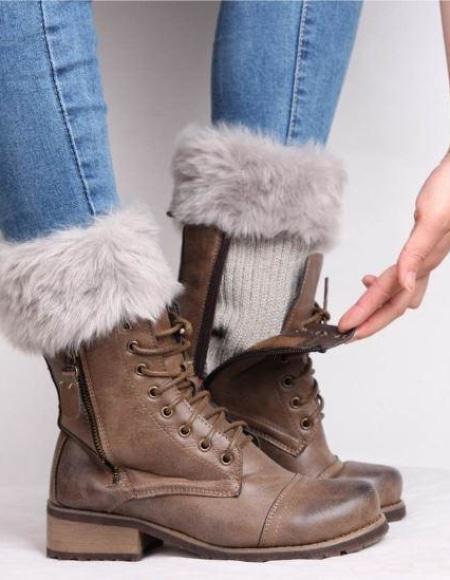 Guêtres Fourrure-Gris- - Belishop