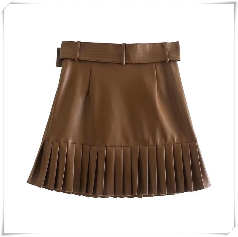 Jupe à volants en cuir- - Belishop