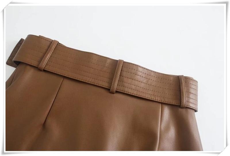 Jupe à volants en cuir- - Belishop