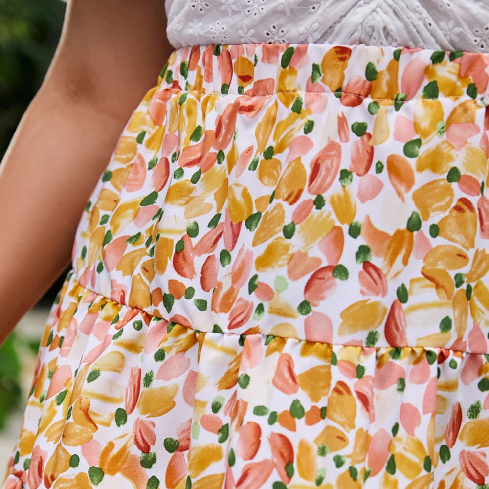 Jupe fleurie orange