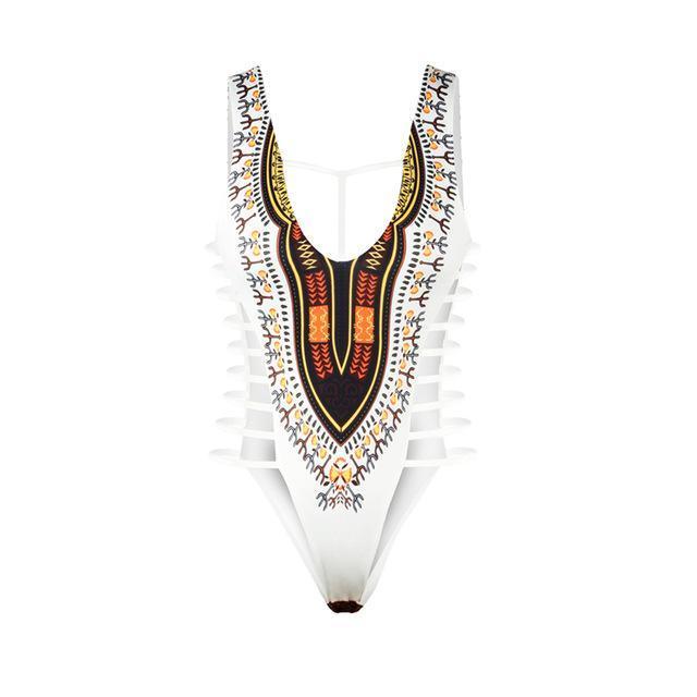 Maillot de bain africain une pièce blanc - Raisa