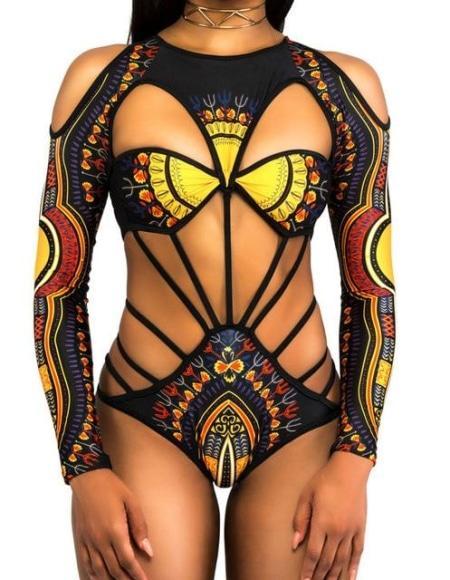 Maillot de bain Africain noir à manches