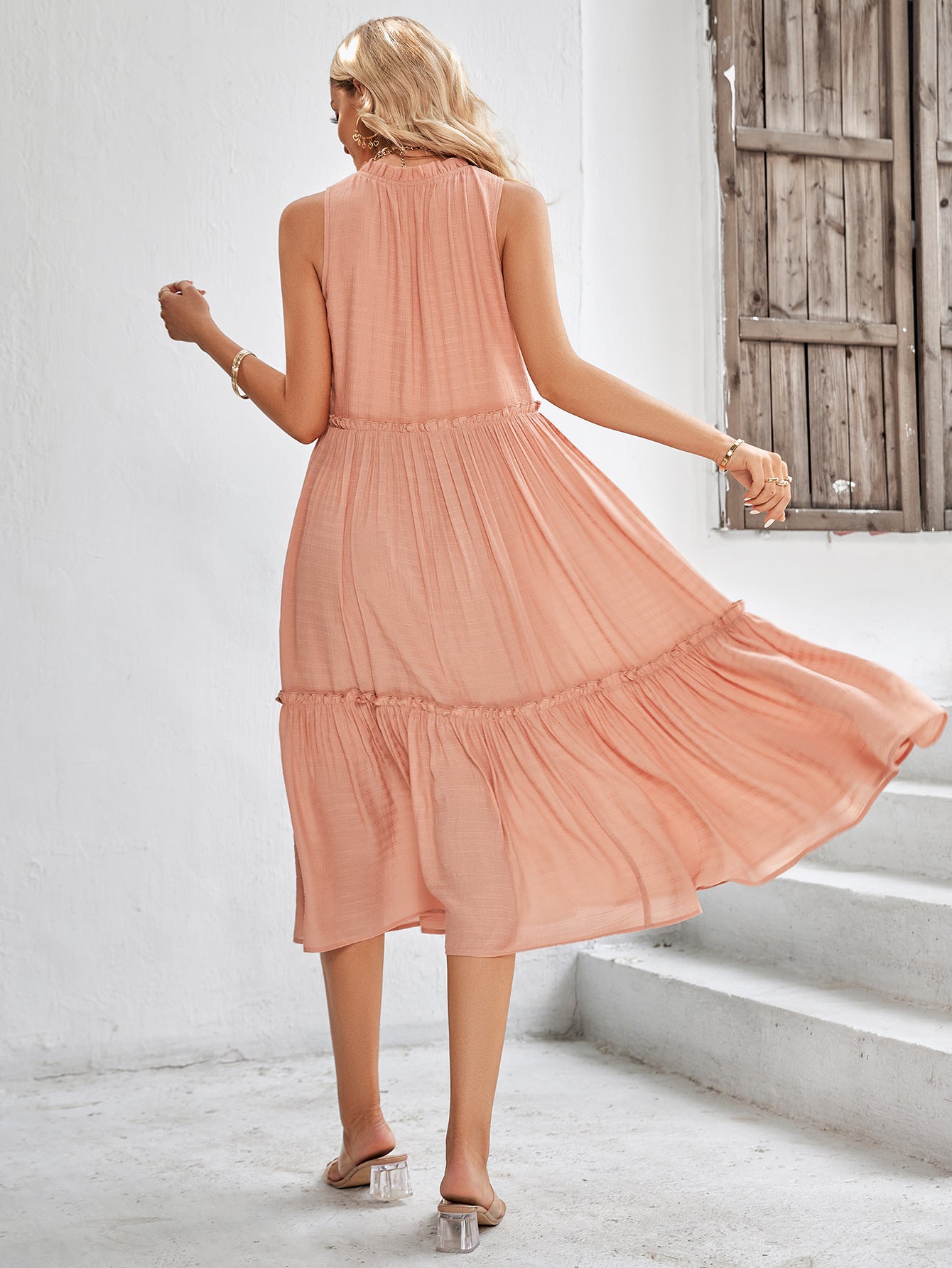 Robe longue chic hippie orange dos