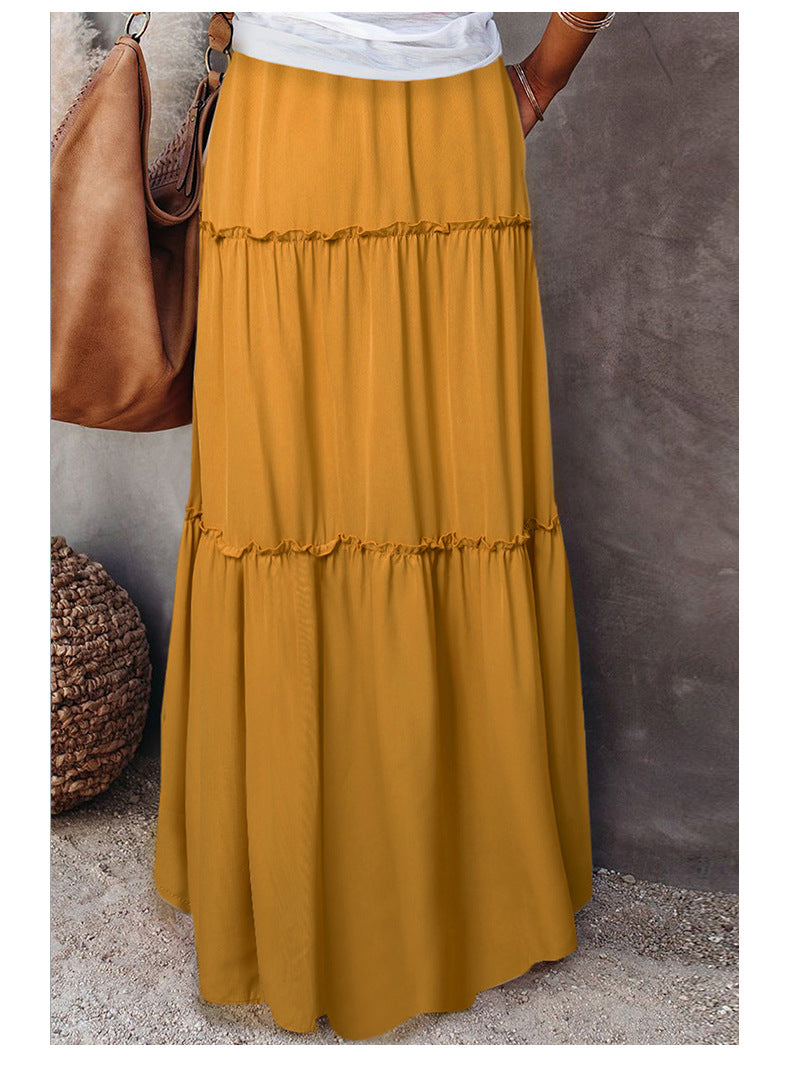 Jupe hippie unie jaune