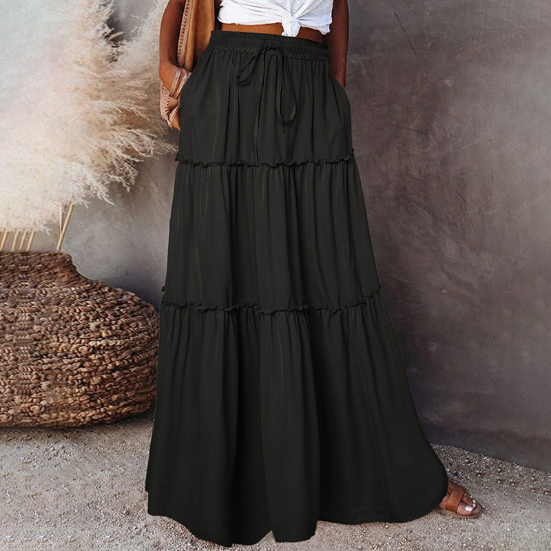 Jupe hippie unie noir