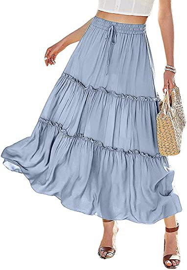 Jupe hippie unie bleu