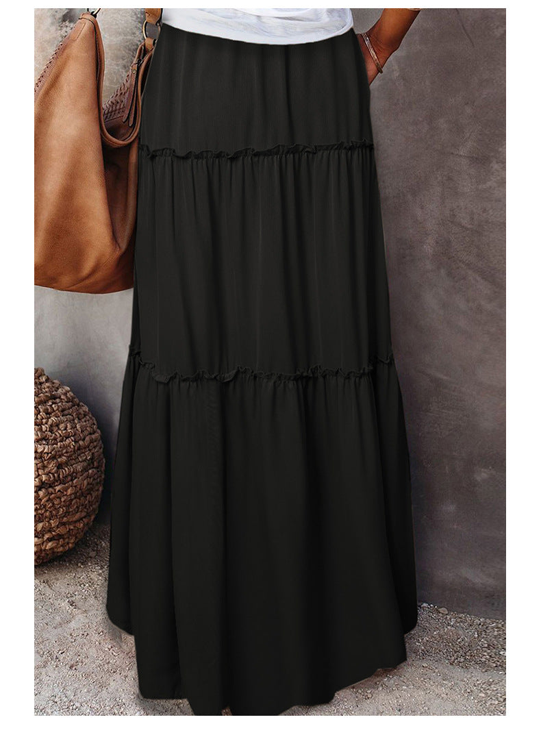 Jupe hippie unie noir dos