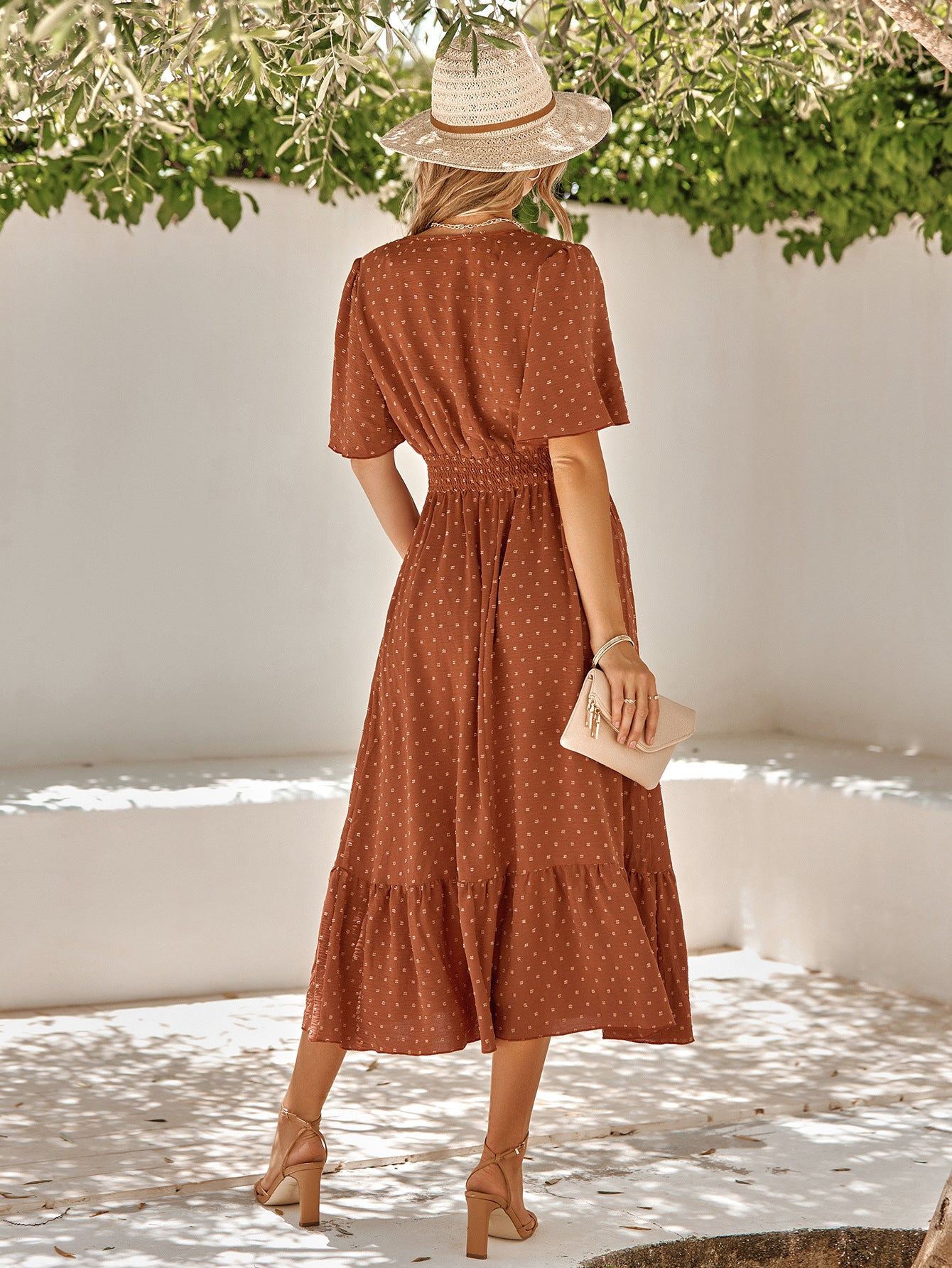Robe longue hippie chic rouge dos