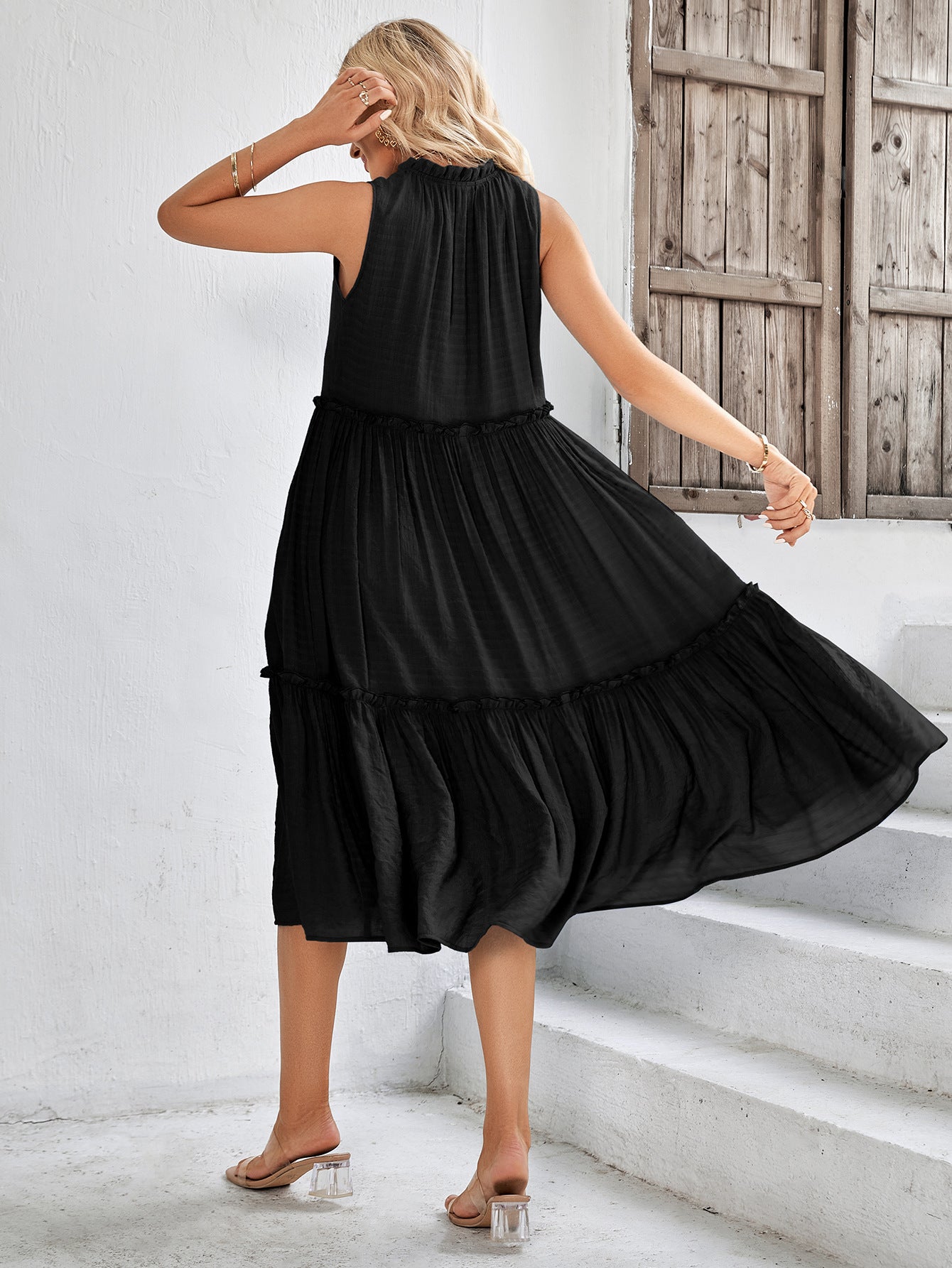 Robe longue chic hippie noir dos