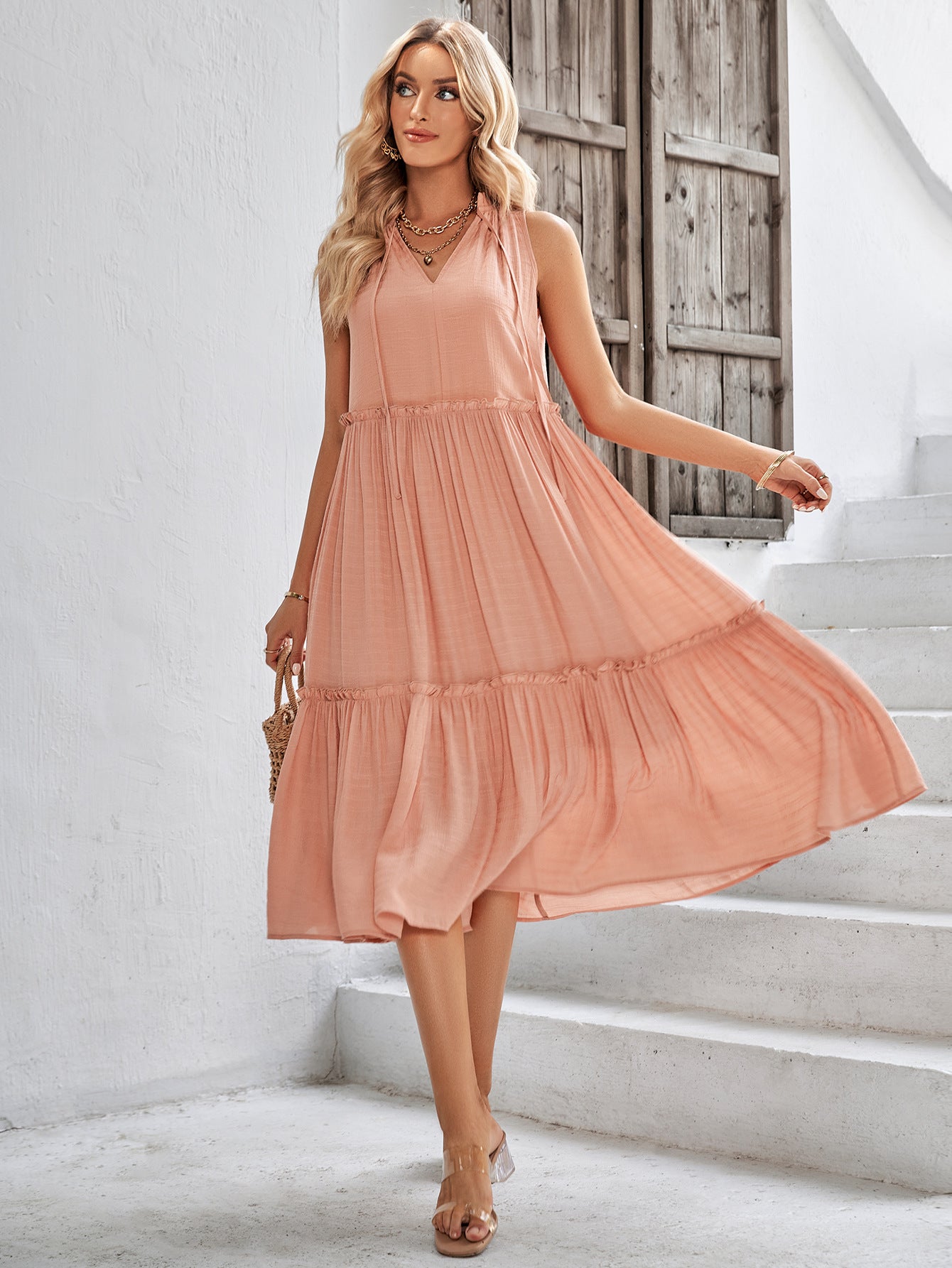 Robe longue chic hippie orange