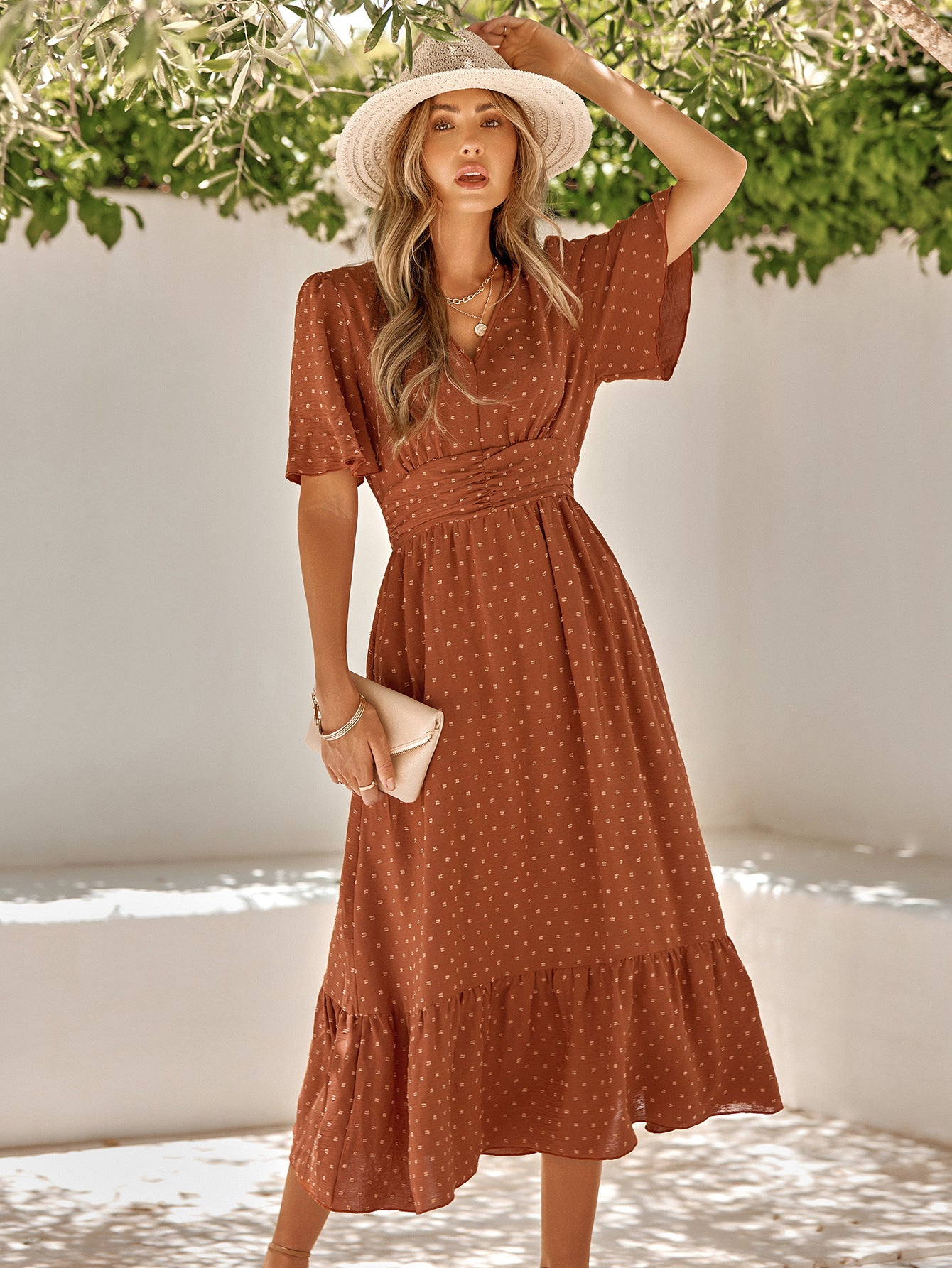 Robe longue hippie chic rouge