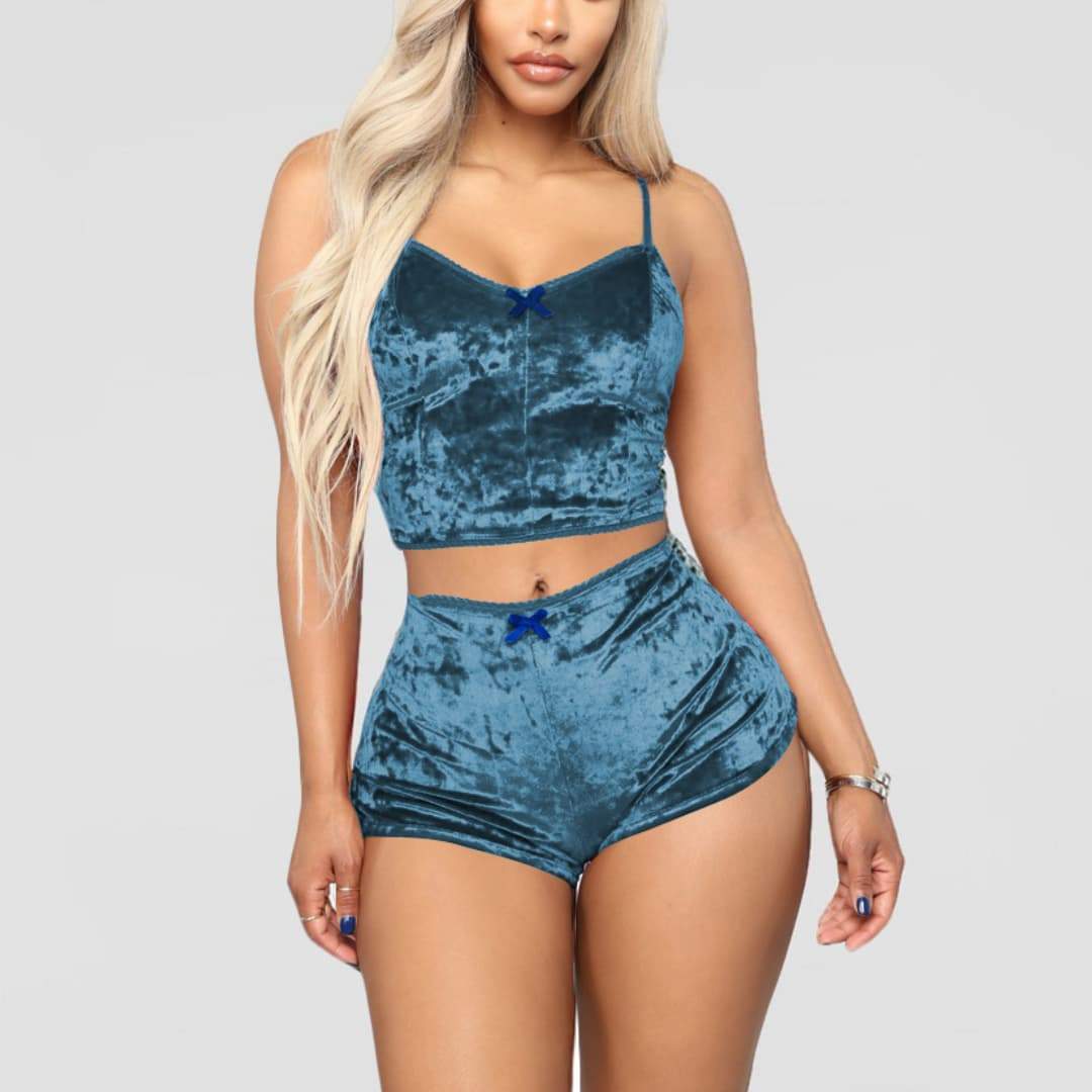 Pyjama deux pièces-Bleu-S- - Belishop