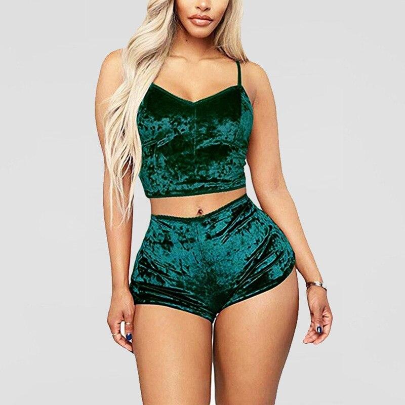 Pyjama deux pièces-Vert-S- - Belishop