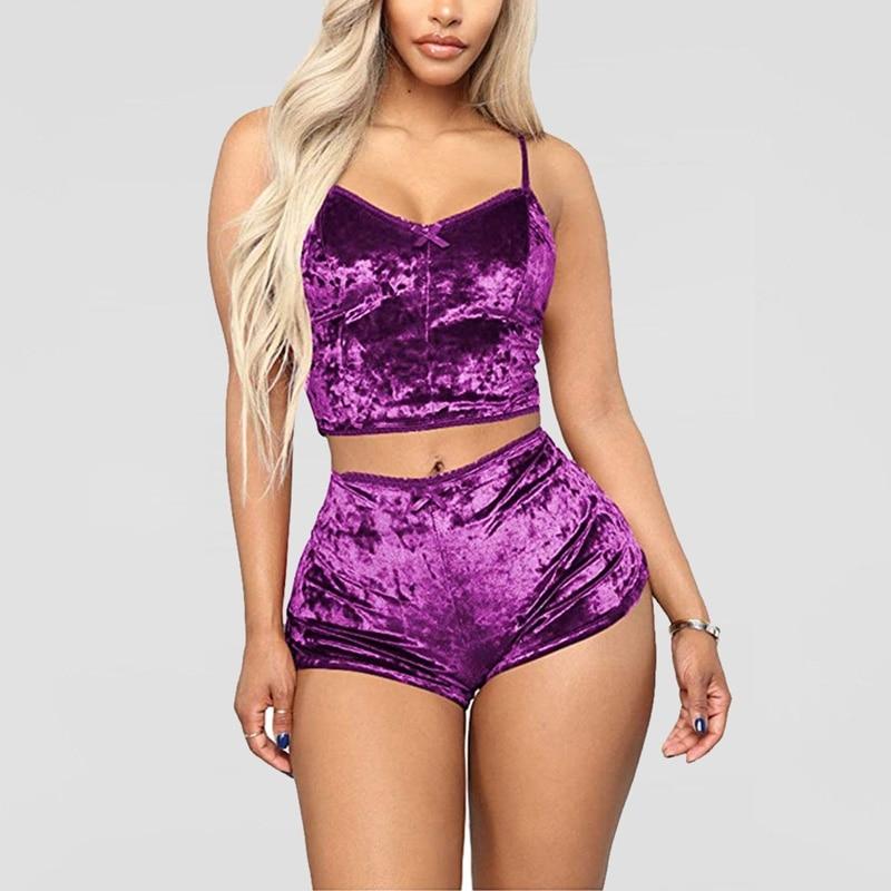 Pyjama deux pièces-Violet-S- - Belishop