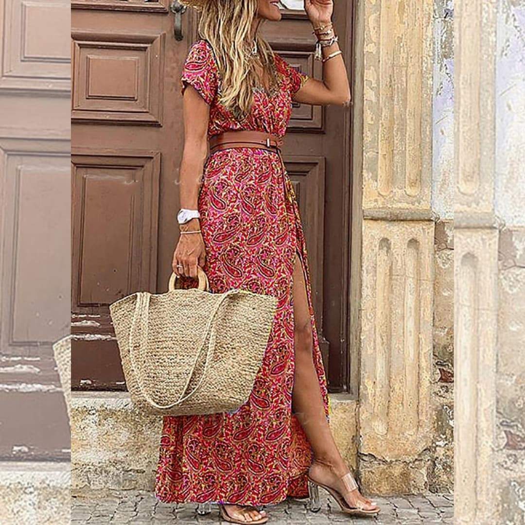 Robe bohème Lottie-S-Rouge- - Belishop