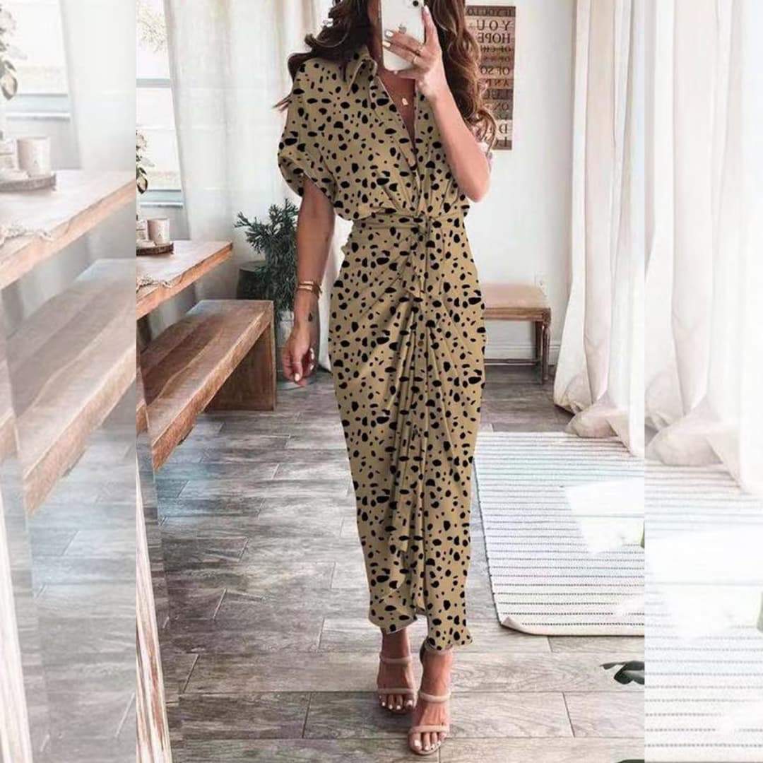 Robe longue Amélia-S-Marron- - Belishop